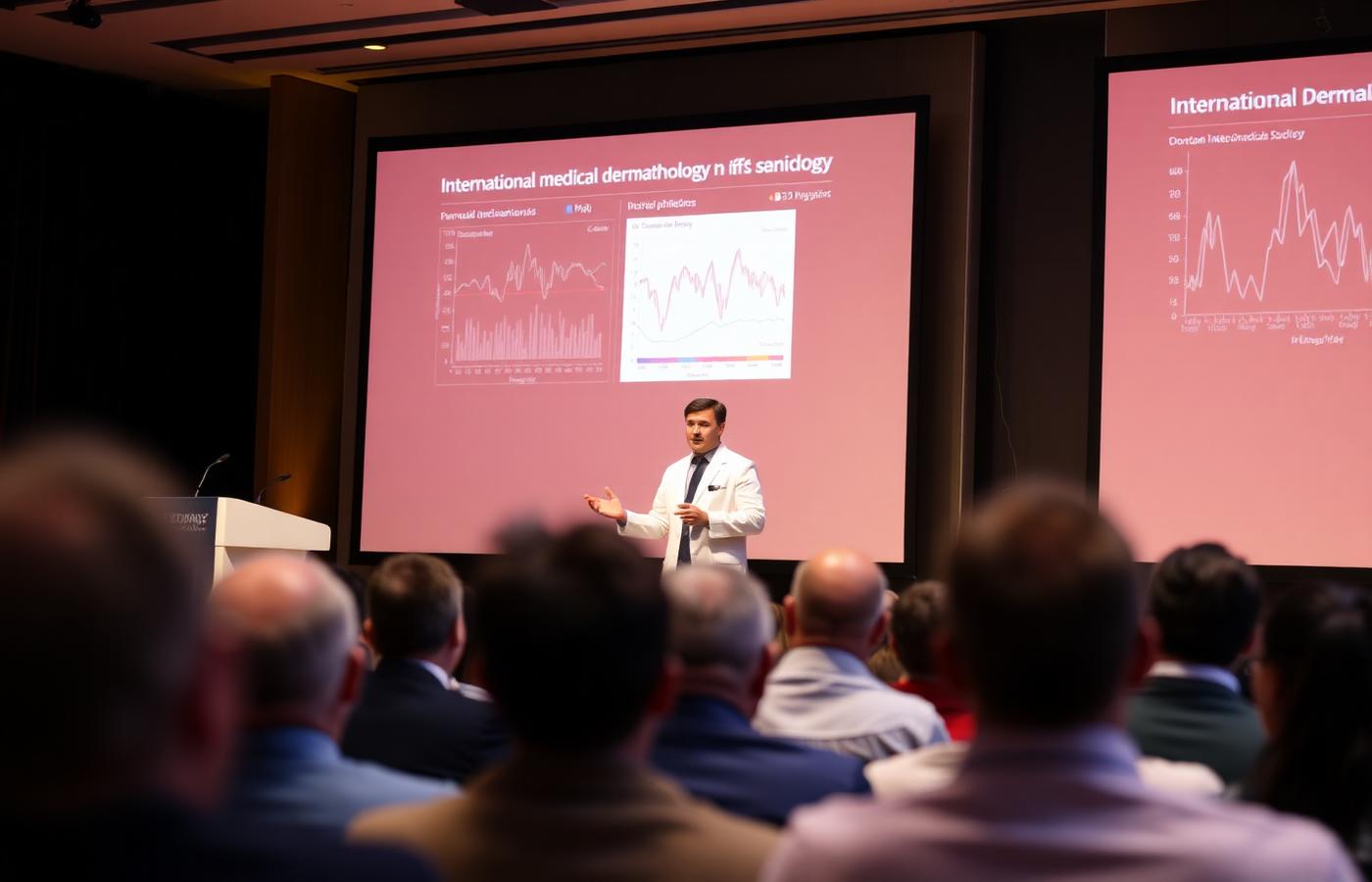 Dr. Ali Alajmi speaking at a dermatology conference